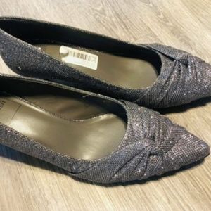 New York Transit silver flat  shoes